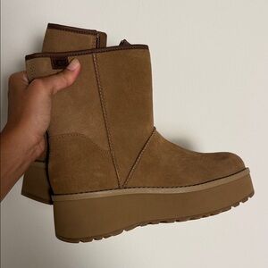 UGG Chestnut Suede Platform Ankle Booties